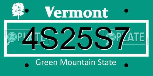 4S25S7 Vermont License Plate