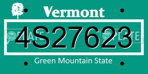 4S27623 Vermont License Plate