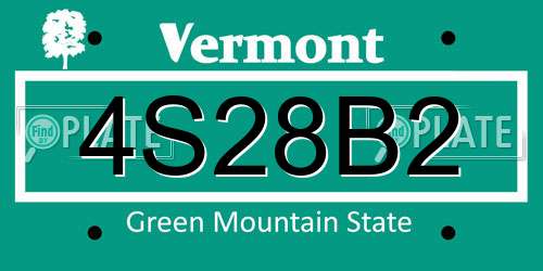4S28B2 Vermont License Plate