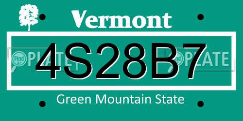 4S28B7 Vermont License Plate