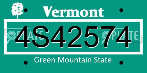 4S42574 Vermont License Plate