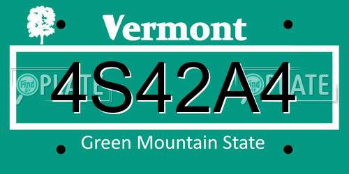 4S42A4 Vermont License Plate