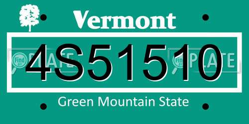 4S51510 Vermont License Plate