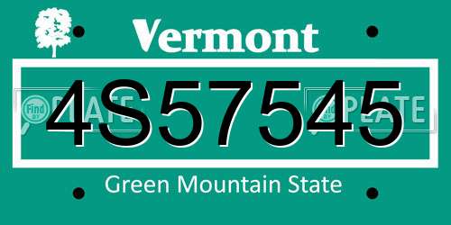 4S57545 Vermont License Plate
