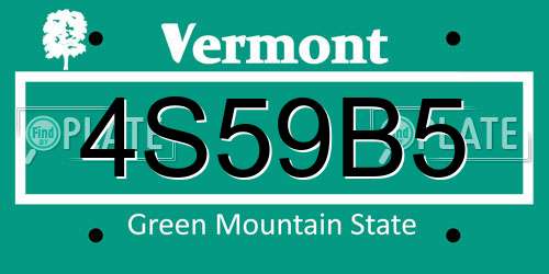 4S59B5 Vermont License Plate