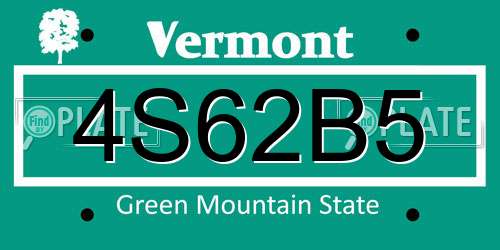 4S62B5 Vermont License Plate