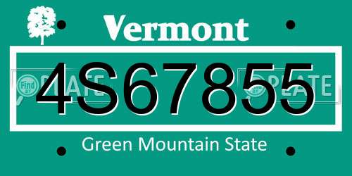 4S67855 Vermont License Plate