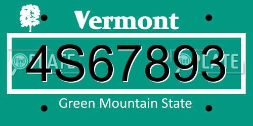 4S67893 Vermont License Plate
