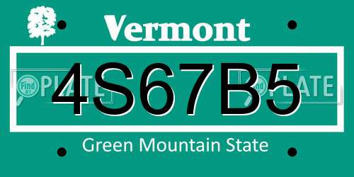 4S67B5 Vermont License Plate