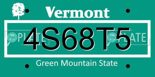 4S68T5 Vermont License Plate