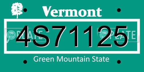 4S71125 Vermont License Plate