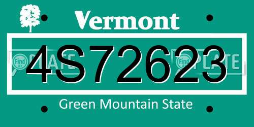 4S72623 Vermont License Plate