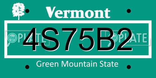 4S75B2 Vermont License Plate