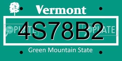 4S78B2 Vermont License Plate