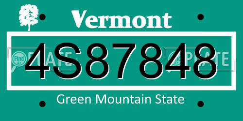 4S87848 Vermont License Plate