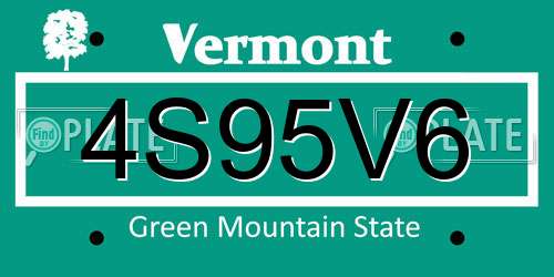4S95V6 Vermont License Plate
