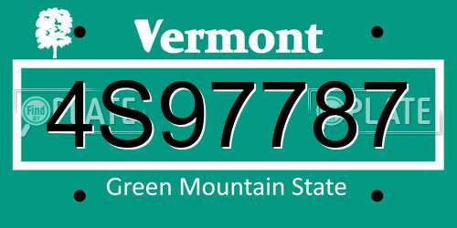 4S97787 Vermont License Plate
