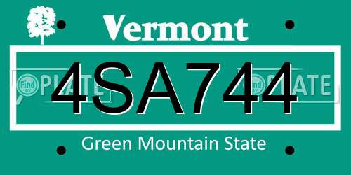 4SA744 Vermont License Plate