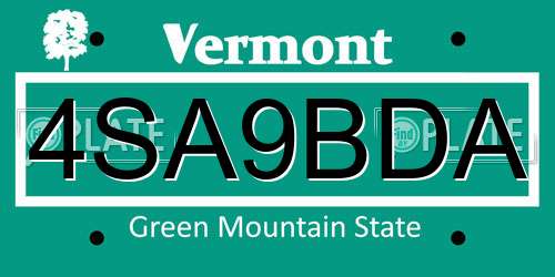 4SA9BDA Vermont License Plate
