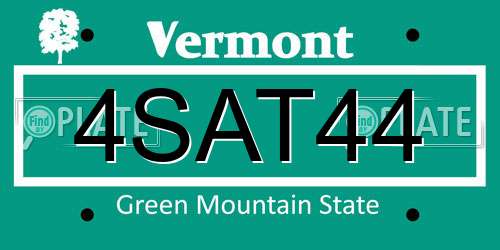 4SAT44 Vermont License Plate