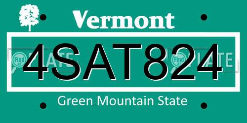 4SAT824 Vermont License Plate