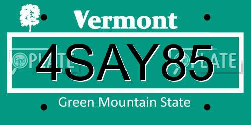 4SAY85 Vermont License Plate