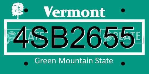 4SB2655 Vermont License Plate