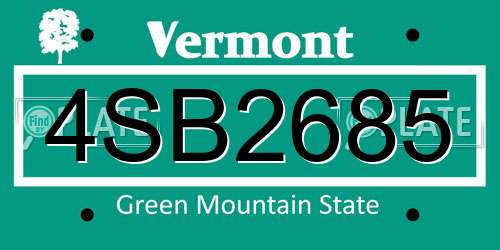4SB2685 Vermont License Plate