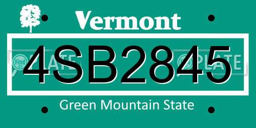 4SB2845 Vermont License Plate