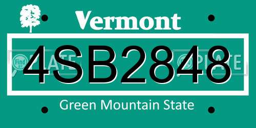4SB2848 Vermont License Plate