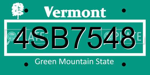 4SB7548 Vermont License Plate