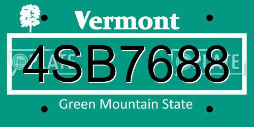 4SB7688 Vermont License Plate