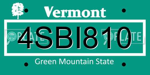 4SBI810 Vermont License Plate