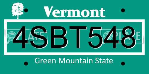 4SBT548 Vermont License Plate