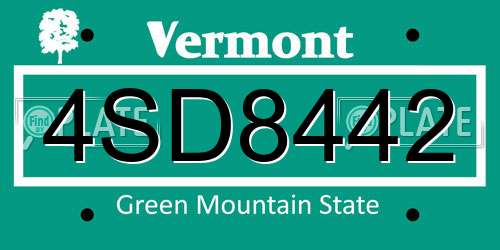 4SD8442 Vermont License Plate