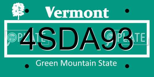 4SDA93 Vermont License Plate