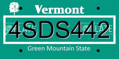 4SDS442 Vermont License Plate