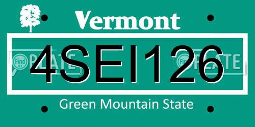 4SEI126 Vermont License Plate