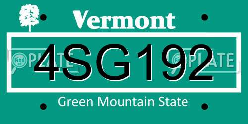 4SG192 Vermont License Plate