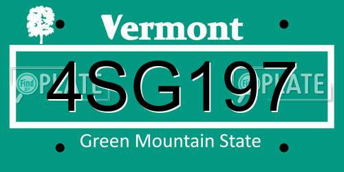 4SG197 Vermont License Plate