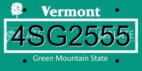 4SG2555 Vermont License Plate
