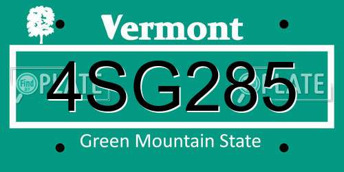 4SG285 Vermont License Plate