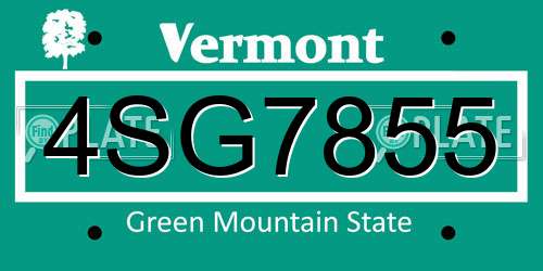 4SG7855 Vermont License Plate