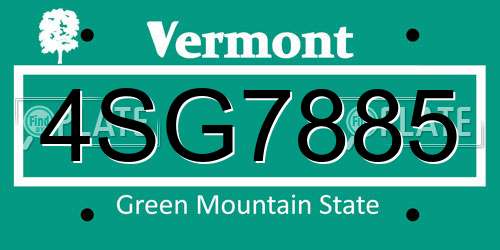 4SG7885 Vermont License Plate