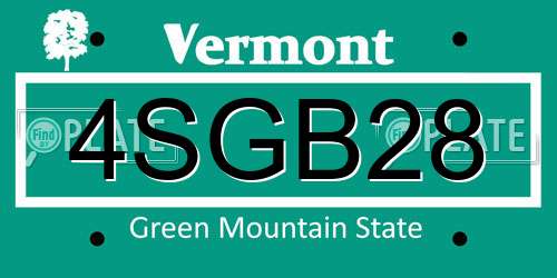 4SGB28 Vermont License Plate