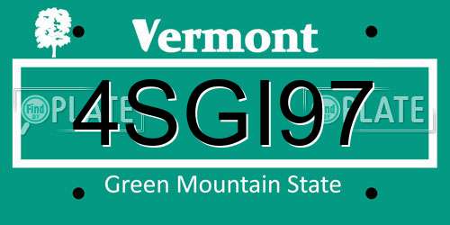 4SGI97 Vermont License Plate