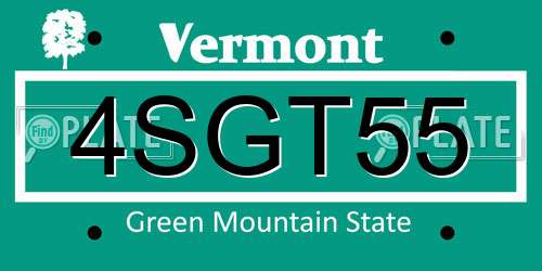4SGT55 Vermont License Plate