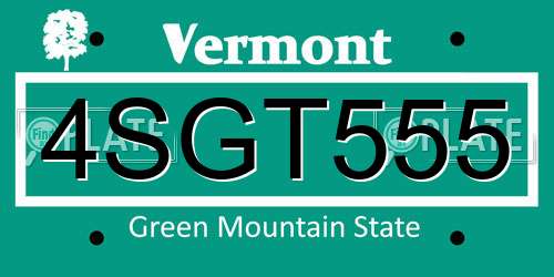 4SGT555 Vermont License Plate