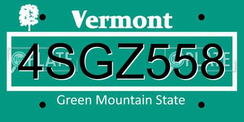 4SGZ558 Vermont License Plate