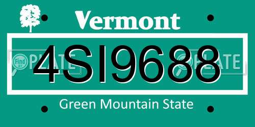 4SI9688 Vermont License Plate